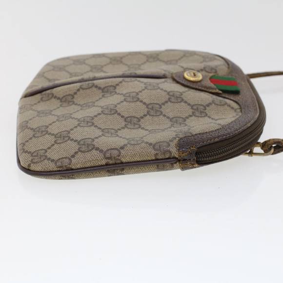 GUCCI GG Canvas Web Sherry Line Hand Bag PVC Leather Beige Red Auth 45605 - Picture 4 of 16